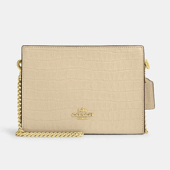 COACH Slim Crossbody BAG CROC CR237 Ivory Leather Authentic NEVER USED - Picture 1 of 9